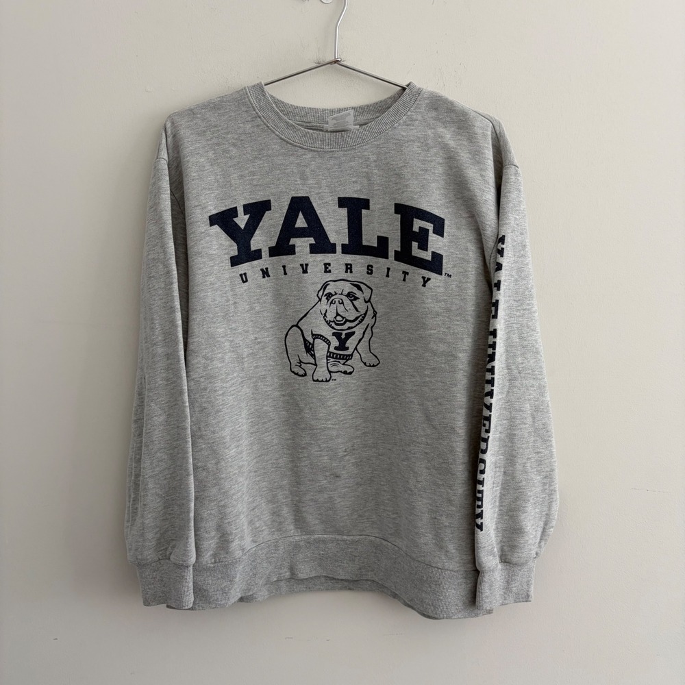 Yale University Bulldogs Heather Grey Crewneck Sweatshirt Mens Medium